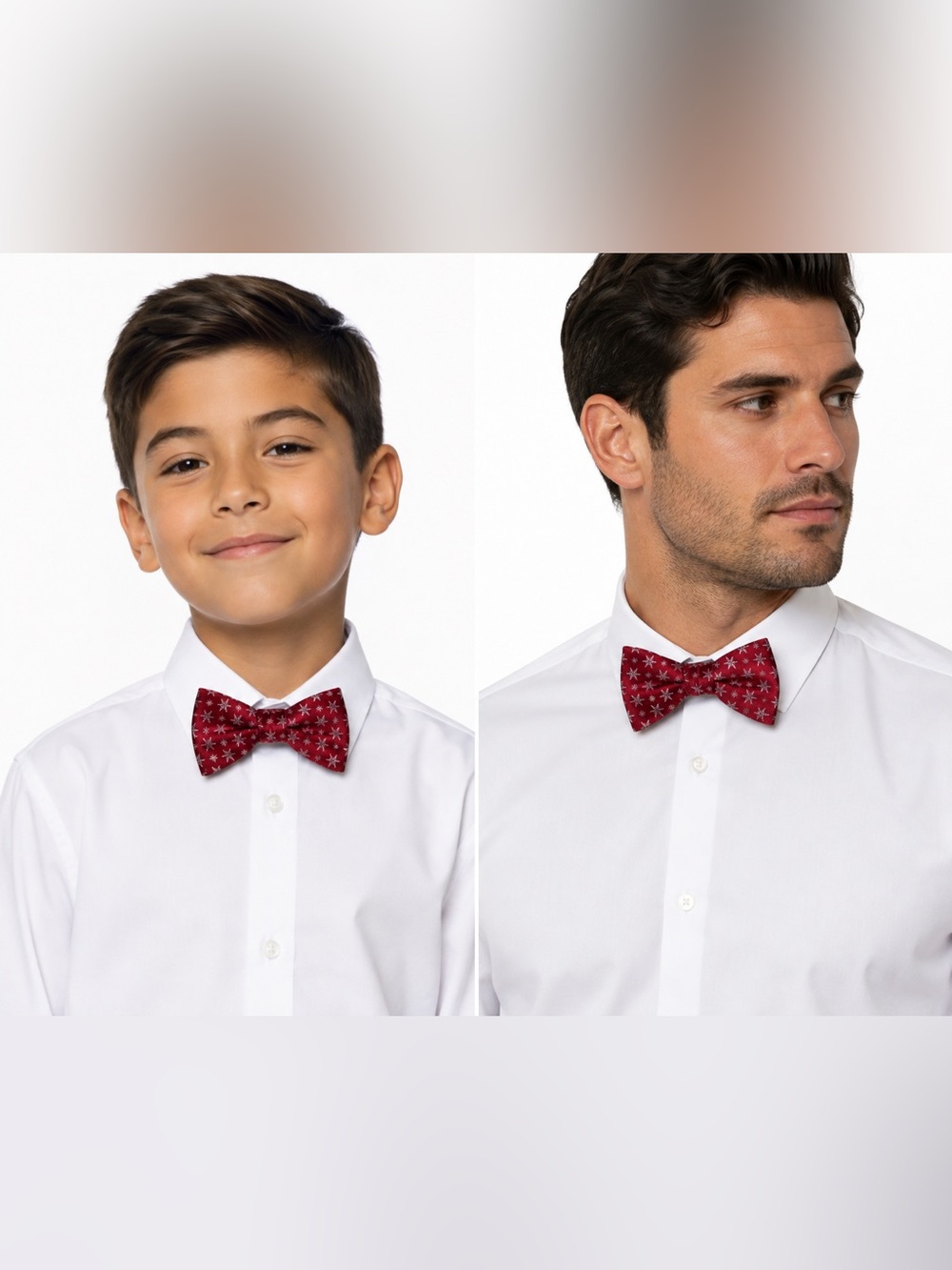Men's and Boy's Red Snowflake Bow Tie Tales Adjustable